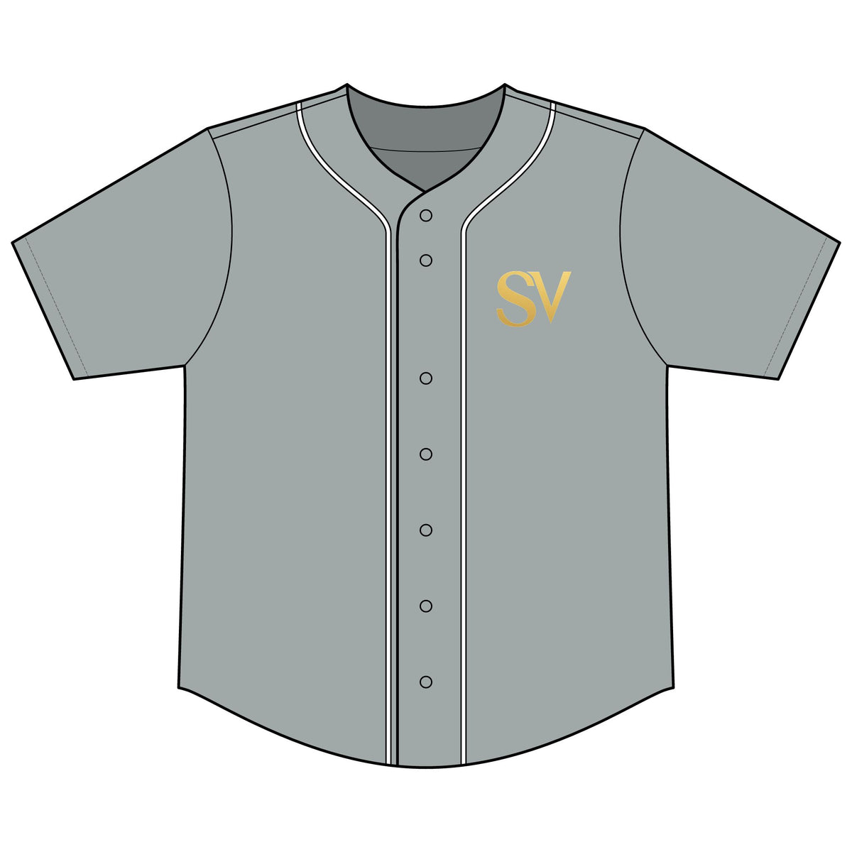 Short Sleeve Full-Button Baseball Top