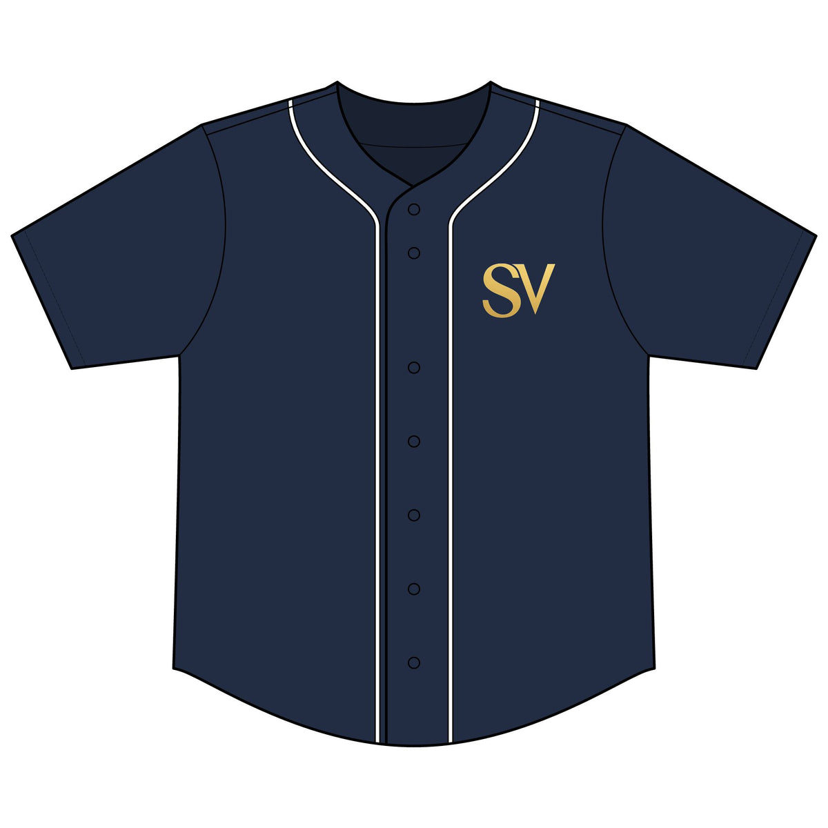 Short Sleeve Full-Button Baseball Top